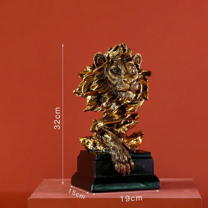 Abstract gold lion resin sculpture figurine living room decor