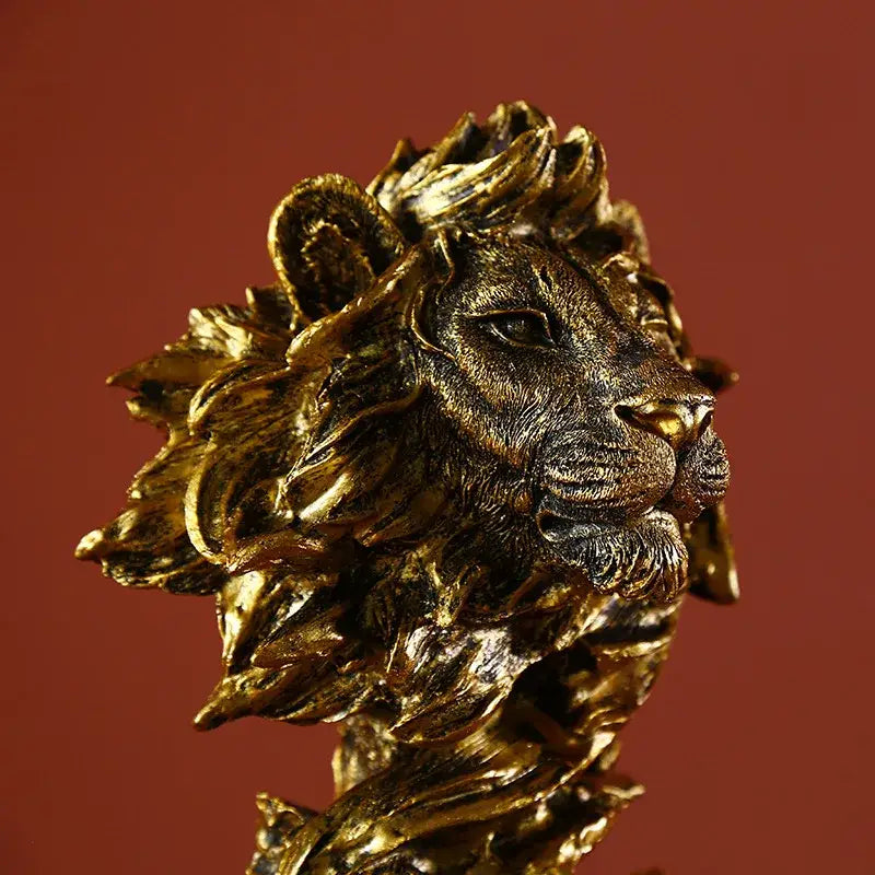 Abstract gold lion resin sculpture figurine living room decor