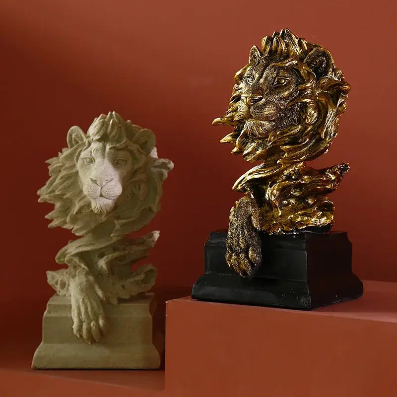 Abstract gold lion resin sculpture figurine living room decor