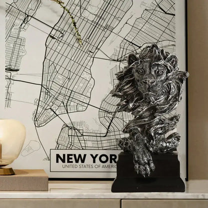Abstract gold lion resin sculpture figurine living room decor