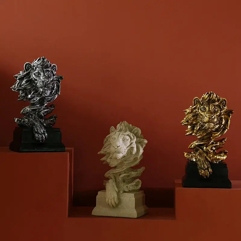 Abstract gold lion resin sculpture figurine living room decor