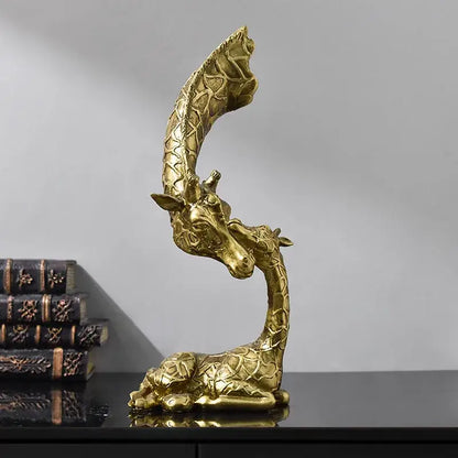 Abstract gold resin giraffe figurines living room decor ornament