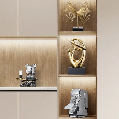 Abstract gold & silver human decorative figurine living room art