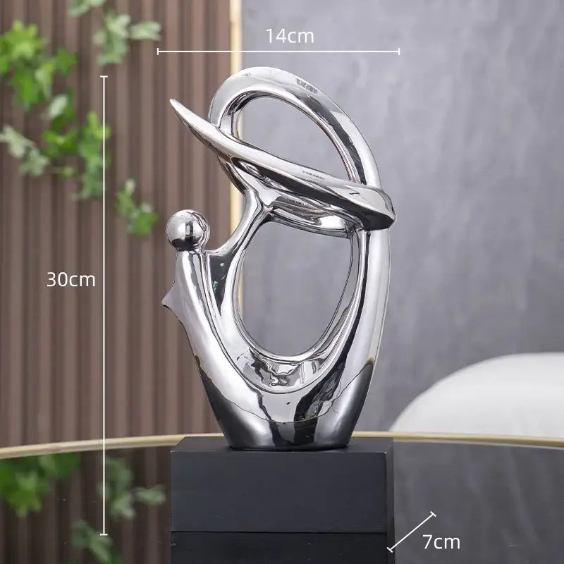 Abstract gold & silver human decorative figurine living room art