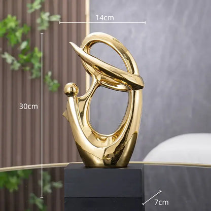 Abstract gold & silver human decorative figurine living room art