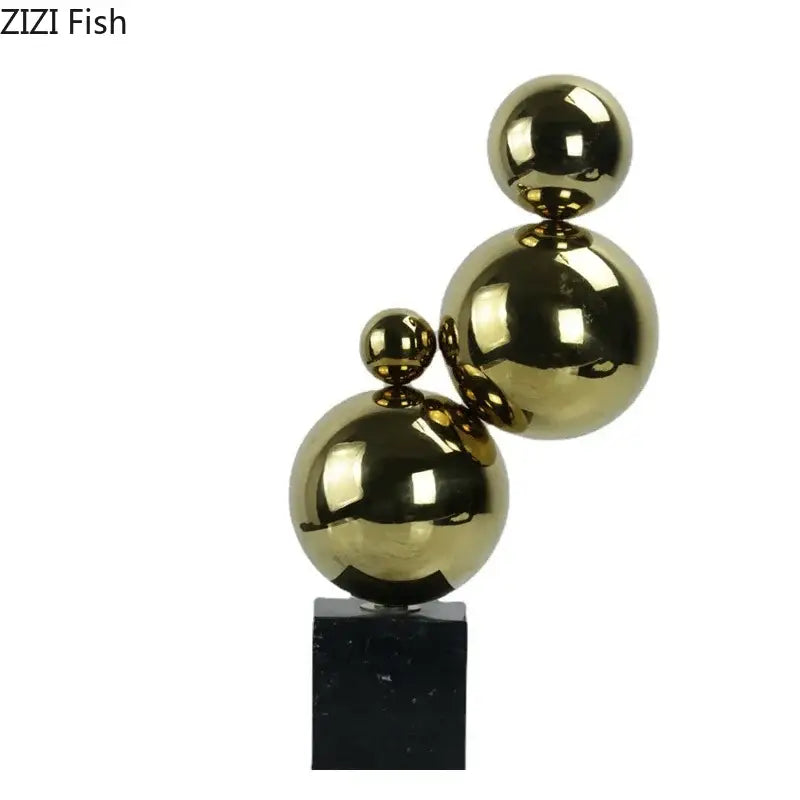 Abstract golden balls geometric metal sculpture living room decor