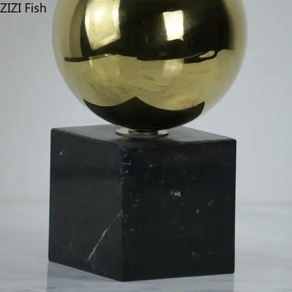 Abstract golden balls geometric metal sculpture living room decor