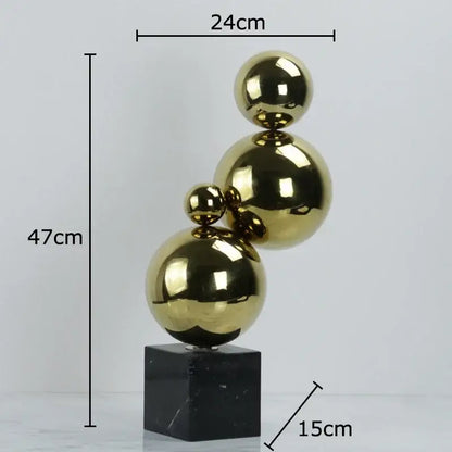 Abstract golden balls geometric metal sculpture living room decor