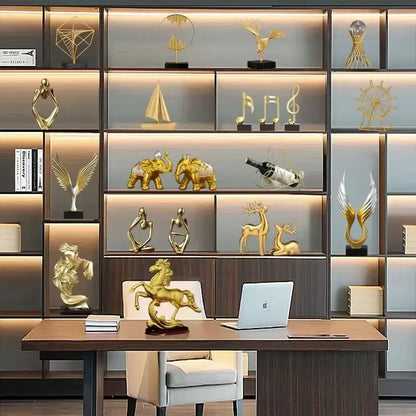 Abstract golden eagle resin statue living room decor