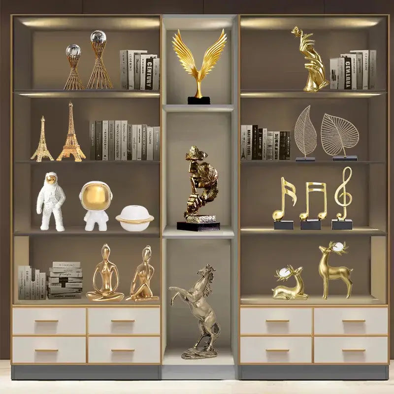 Abstract golden eagle resin statue living room decor