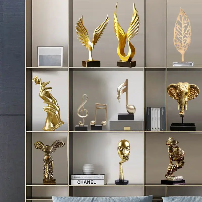 Abstract golden eagle resin statue living room decor