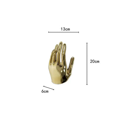 Abstract golden hands resin sculpture living room decor