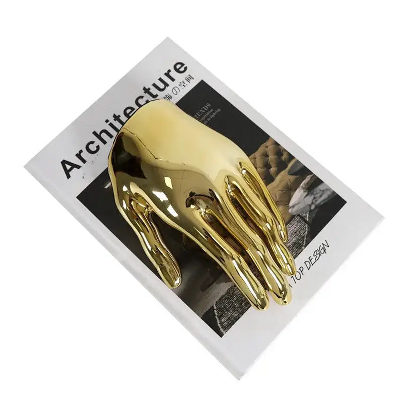 Abstract golden hands resin sculpture living room decor