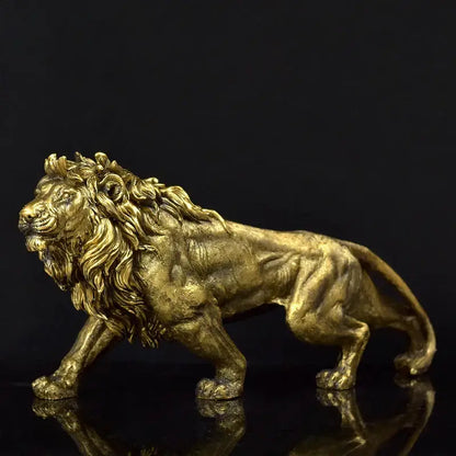 Abstract golden lion crown statue living room animal sculpture