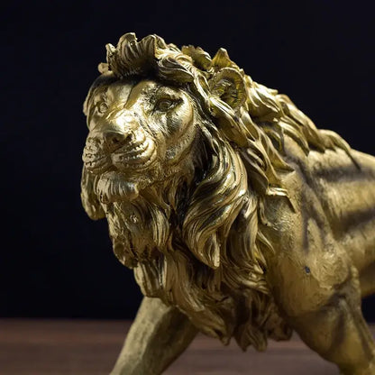 Abstract golden lion crown statue living room animal sculpture