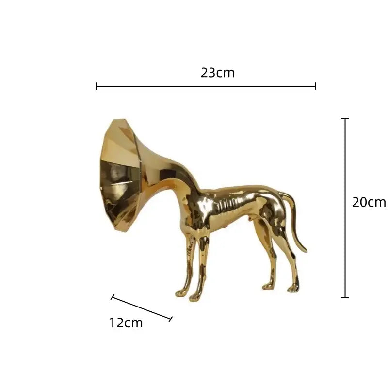Abstract golden trumpet dog sculpture living room figurine