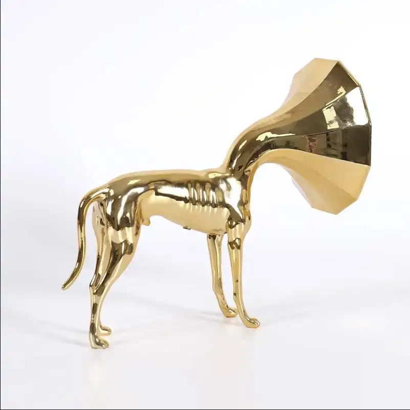 Abstract golden trumpet dog sculpture living room figurine