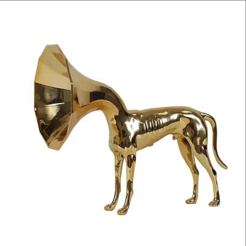 Abstract golden trumpet dog sculpture living room figurine