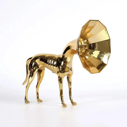 Abstract golden trumpet dog sculpture living room figurine