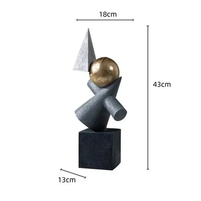 Abstract gray and gold ball sculpture living room decor