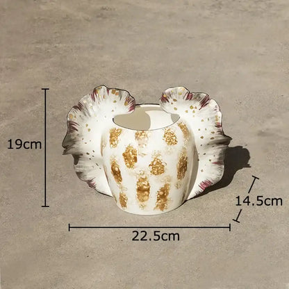 Abstract gray and orange butterfly wings vase bedroom ceramic decor