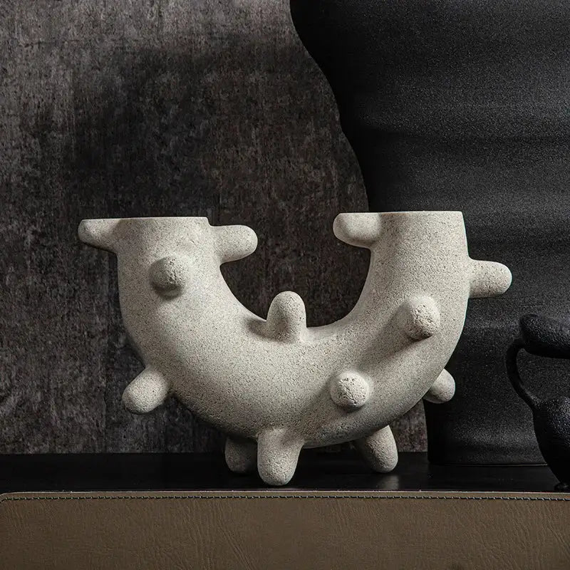 Abstract gray geometric cactus resin sculpture living room ornament