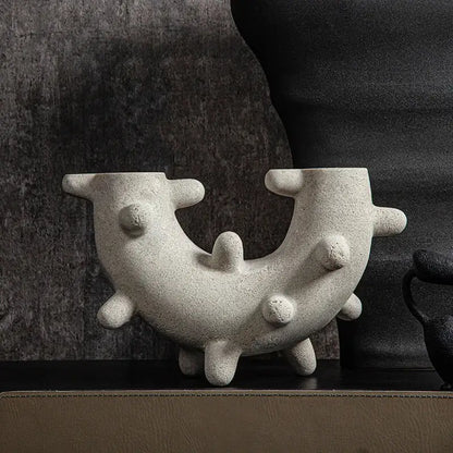 Abstract gray geometric cactus resin sculpture living room ornament