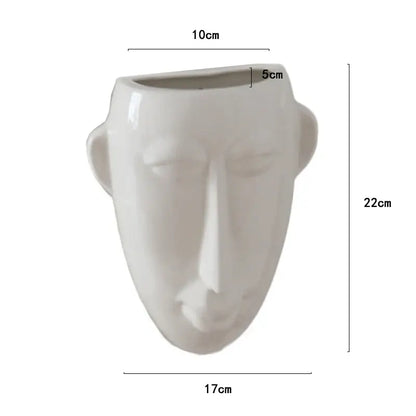 Abstract human face white ceramic vase wall decor living room