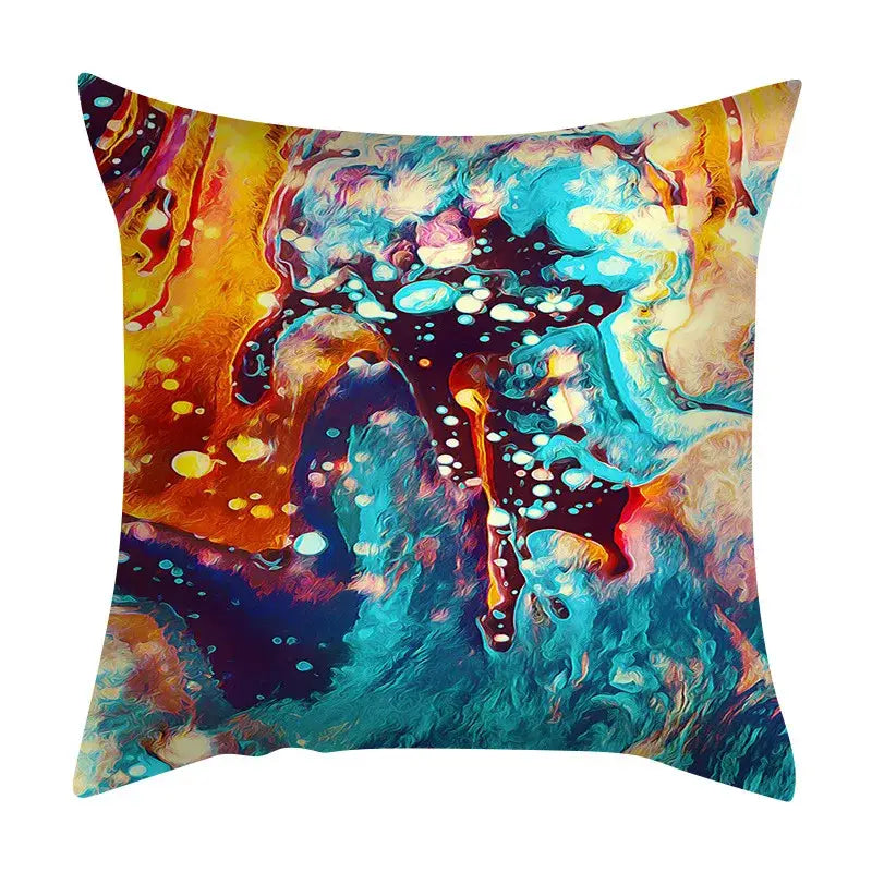 Abstract ink marbling cushion cover living room throw pillow