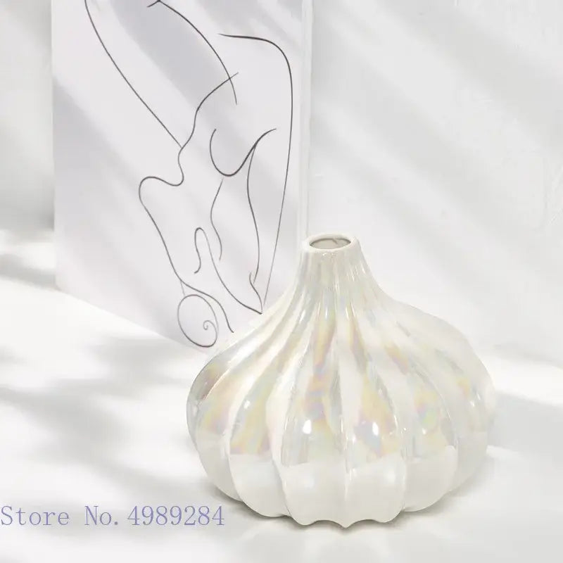 Abstract irregular white ceramic shell vase living room decor