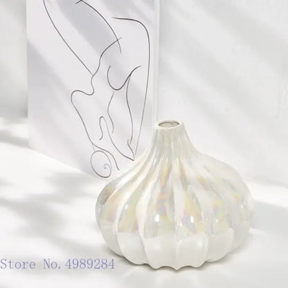 Abstract irregular white ceramic shell vase living room decor