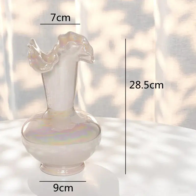 Abstract irregular white ceramic shell vase living room decor