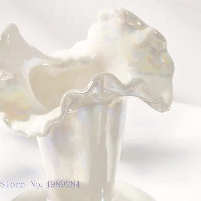 Abstract irregular white ceramic shell vase living room decor