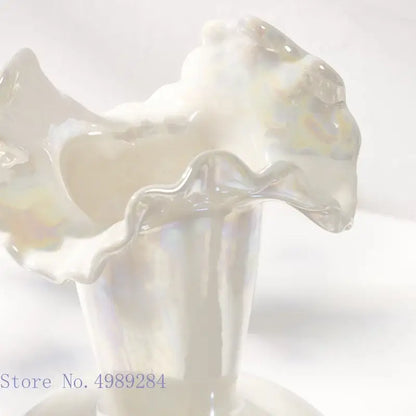 Abstract irregular white ceramic shell vase living room decor
