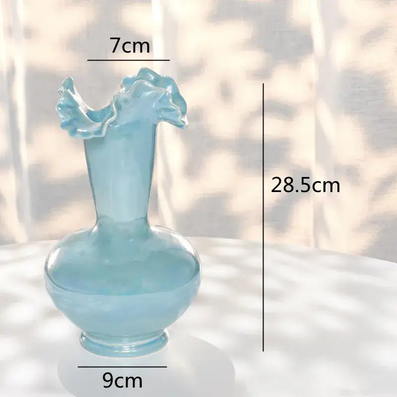 Abstract irregular white ceramic shell vase living room decor