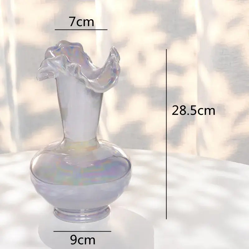 Abstract irregular white ceramic shell vase living room decor