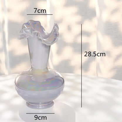 Abstract irregular white ceramic shell vase living room decor
