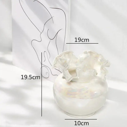 Abstract irregular white ceramic shell vase living room decor