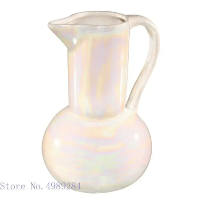 Abstract irregular white ceramic shell vase living room decor