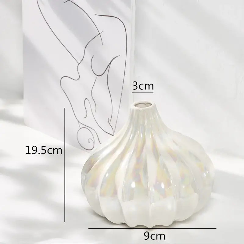 Abstract irregular white ceramic shell vase living room decor