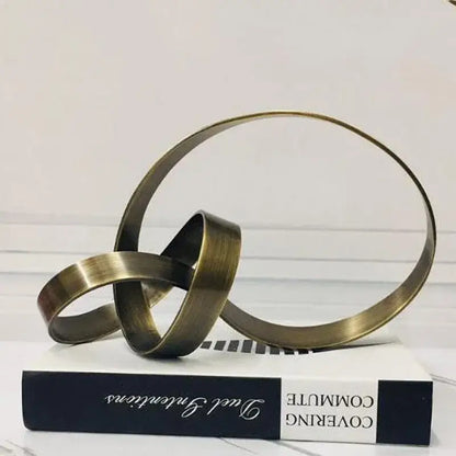 Abstract knot golden metal sculpture living room decor