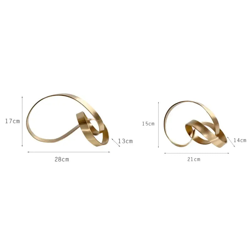 Abstract knot golden metal sculpture living room decor