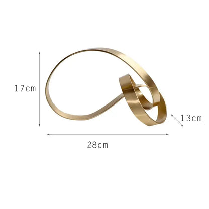 Abstract knot golden metal sculpture living room decor