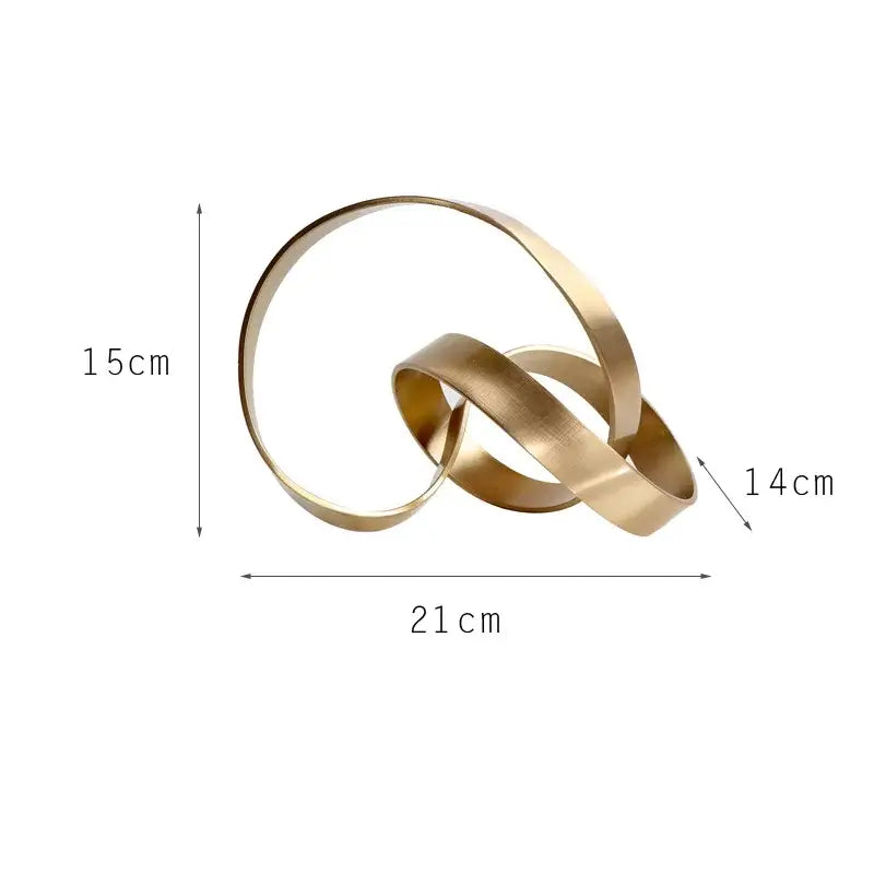 Abstract knot golden metal sculpture living room decor
