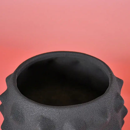 Abstract matte black ceramic sea urchin vase living room decor