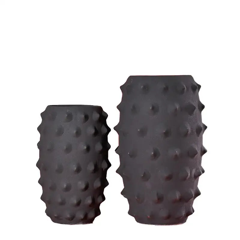 Abstract matte black ceramic sea urchin vase living room decor
