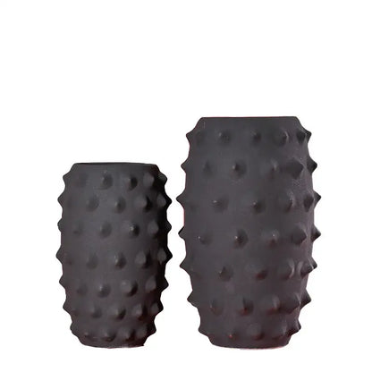 Abstract matte black ceramic sea urchin vase living room decor