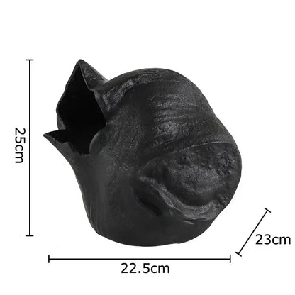 Abstract matte black vase artwork living room ceramic decor