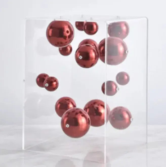 Abstract metal ball artworks red & blue living room decor cube
