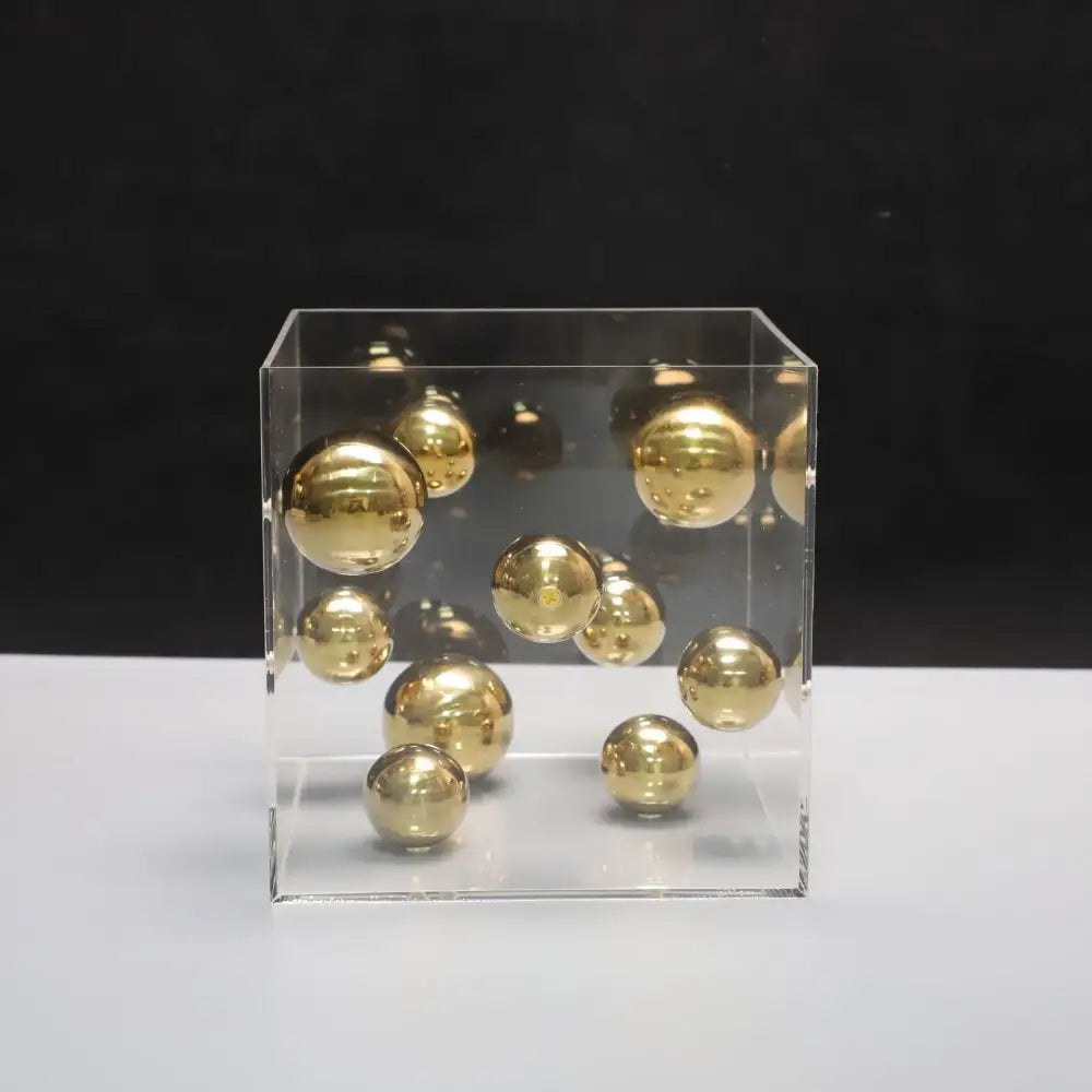 Abstract metal ball artworks red & blue living room decor cube